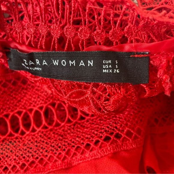 Zara Elegant Lace Red Dress party wedding events - Picture 5 of 5